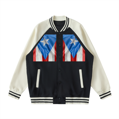Two Tone Raglan Sleeve Varsity Jacket