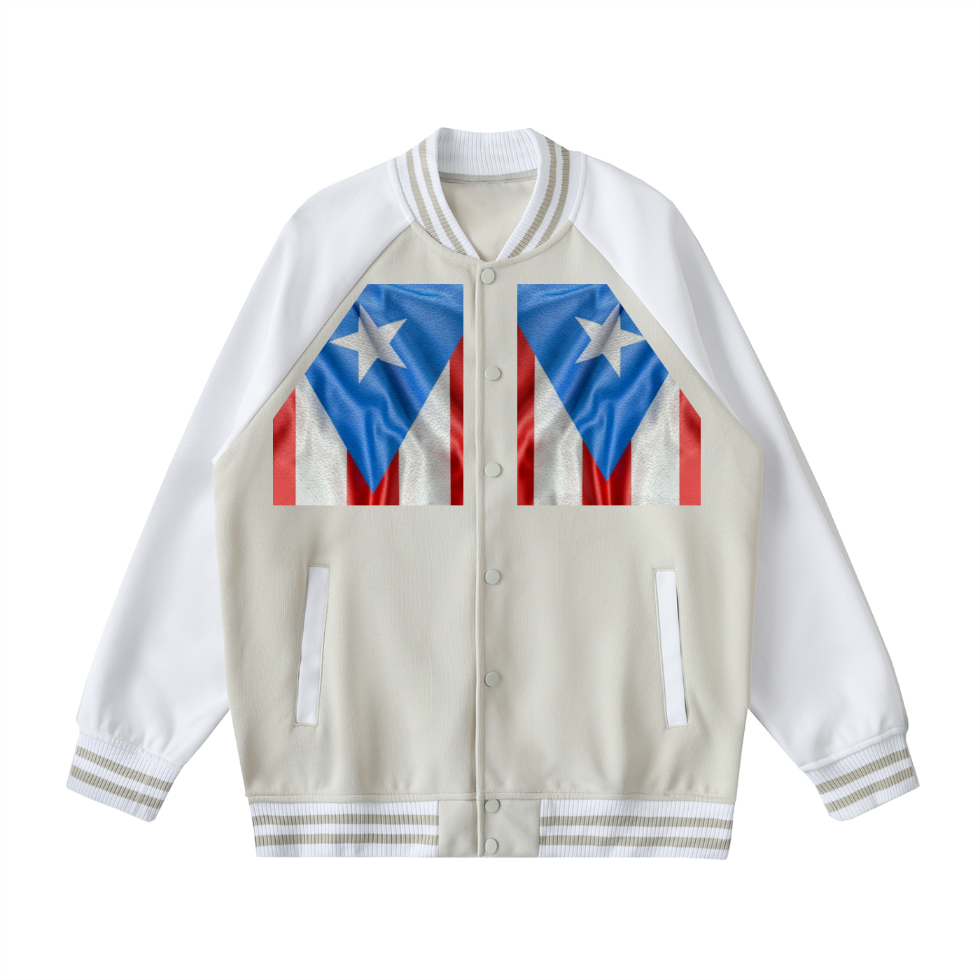 Two Tone Raglan Sleeve Varsity Jacket