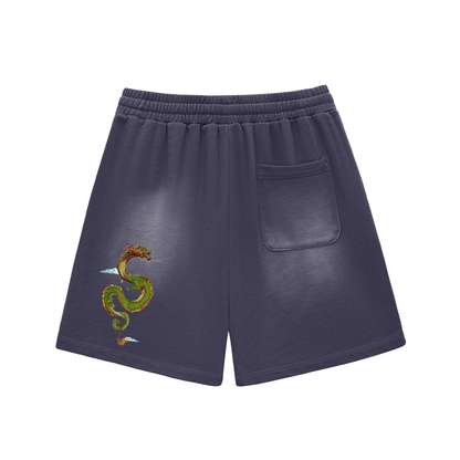 Sun Fade Raw Edge Cotton Shorts