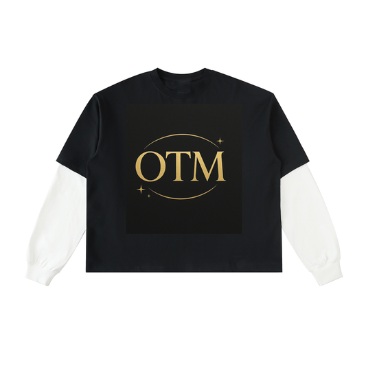 Layered Contrast Sleeve Cotton T-Shirt