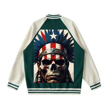 Two Tone Raglan Sleeve Varsity Jacket