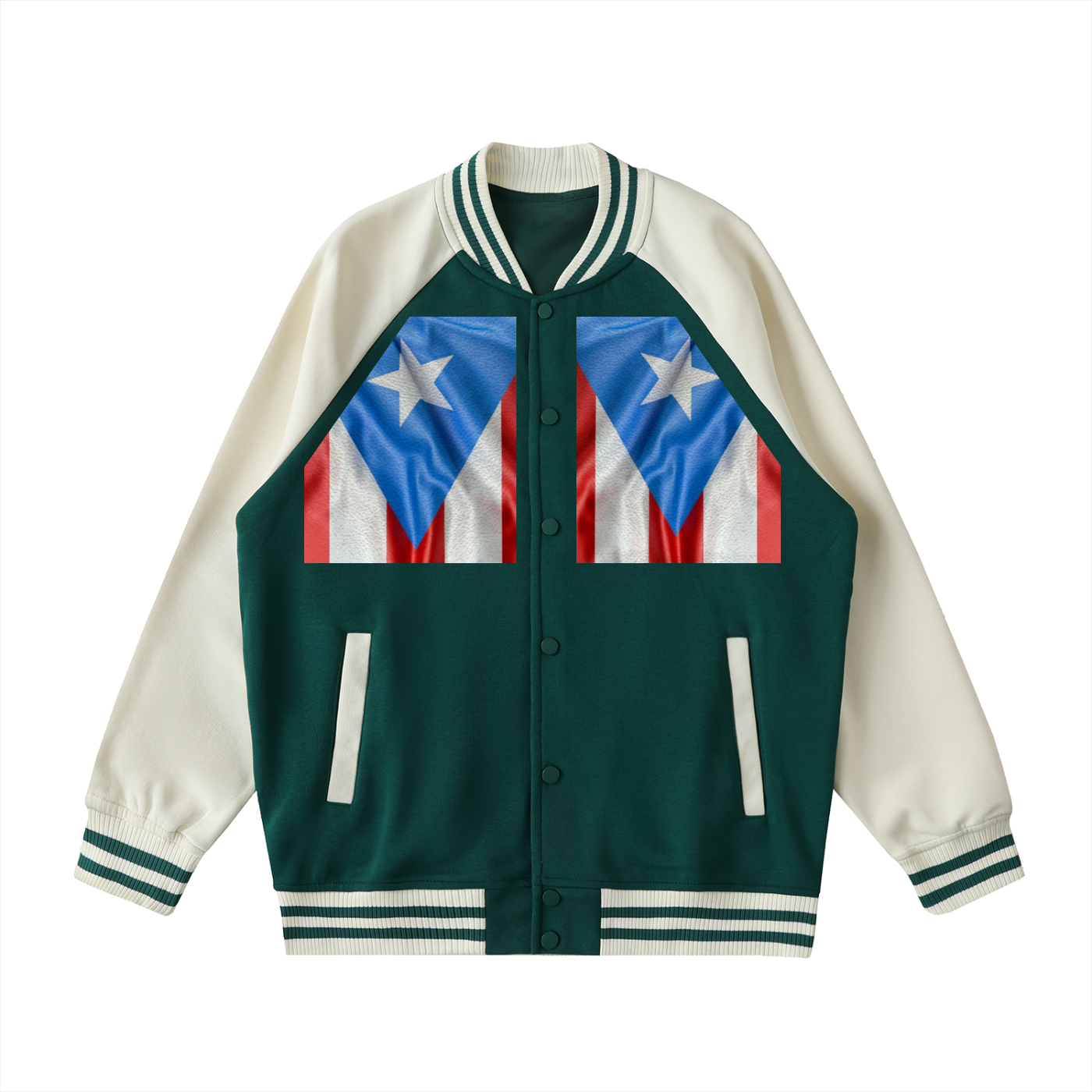 Two Tone Raglan Sleeve Varsity Jacket