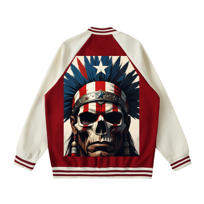 Two Tone Raglan Sleeve Varsity Jacket