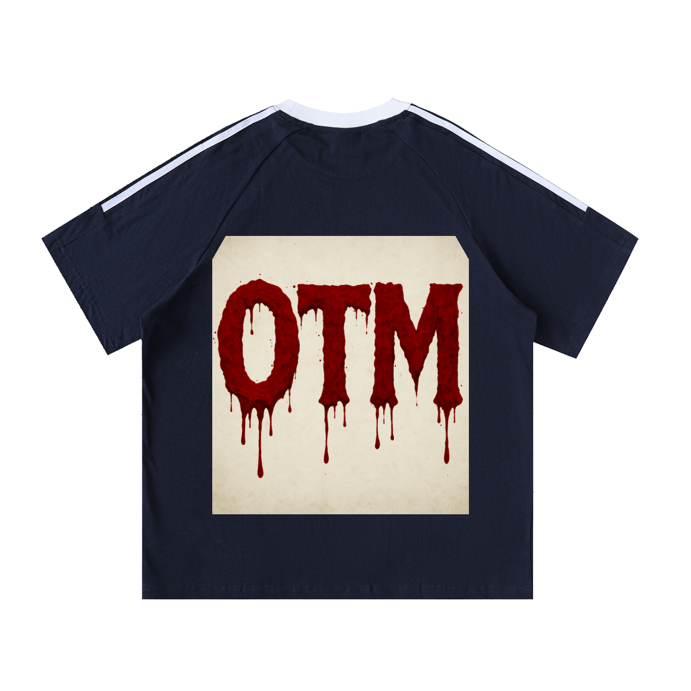 Contrast Tape Crewneck Cotton T-Shirt