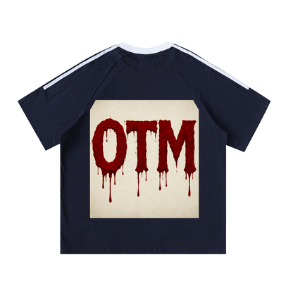 Contrast Tape Crewneck Cotton T-Shirt