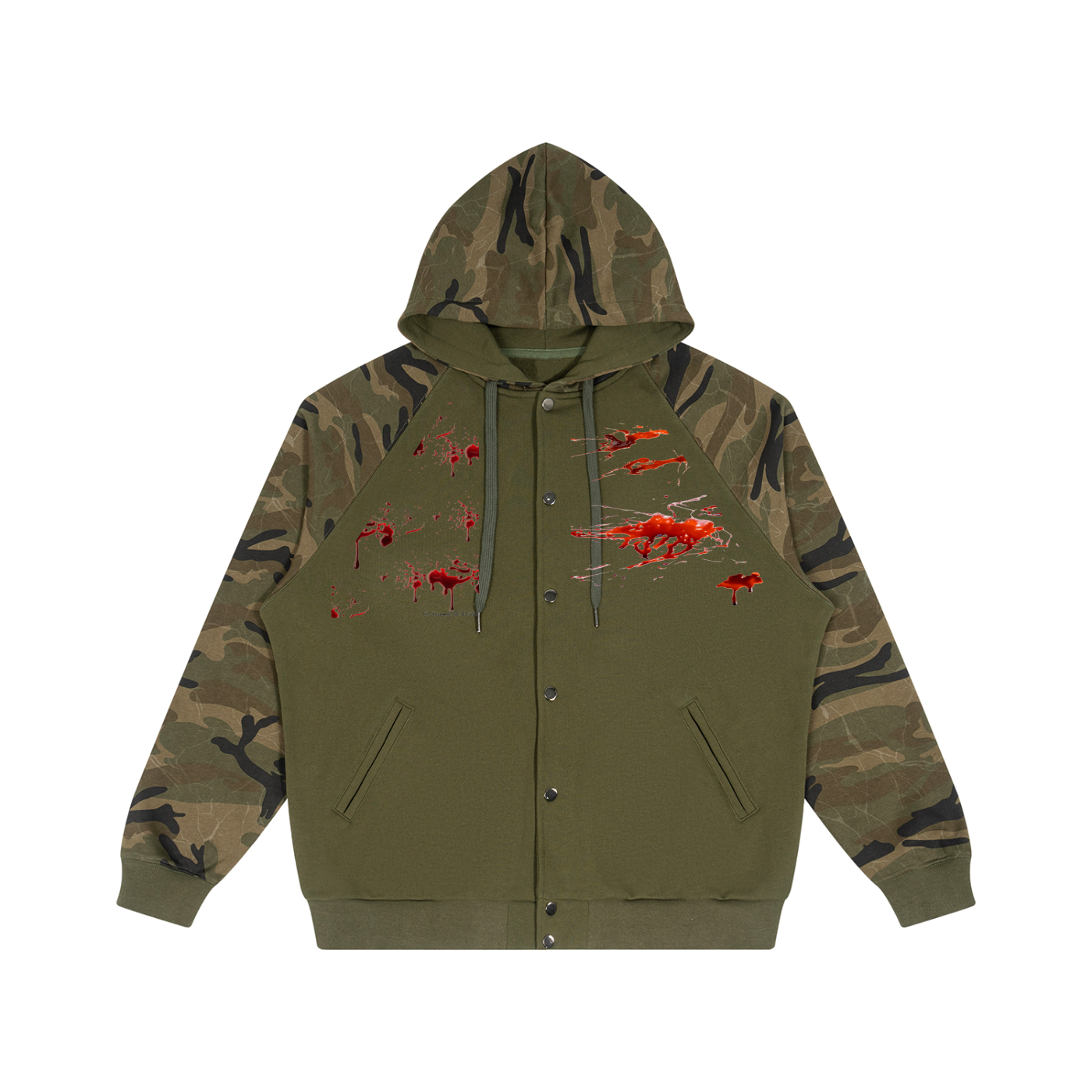 Unisex Camo-Splice Raglan Zip Hoodie