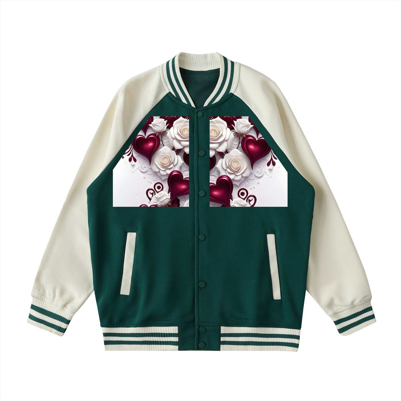 Two Tone Raglan Sleeve Varsity Jacket