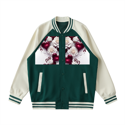 Two Tone Raglan Sleeve Varsity Jacket