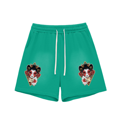 Sun Fade Raw Edge Cotton Shorts