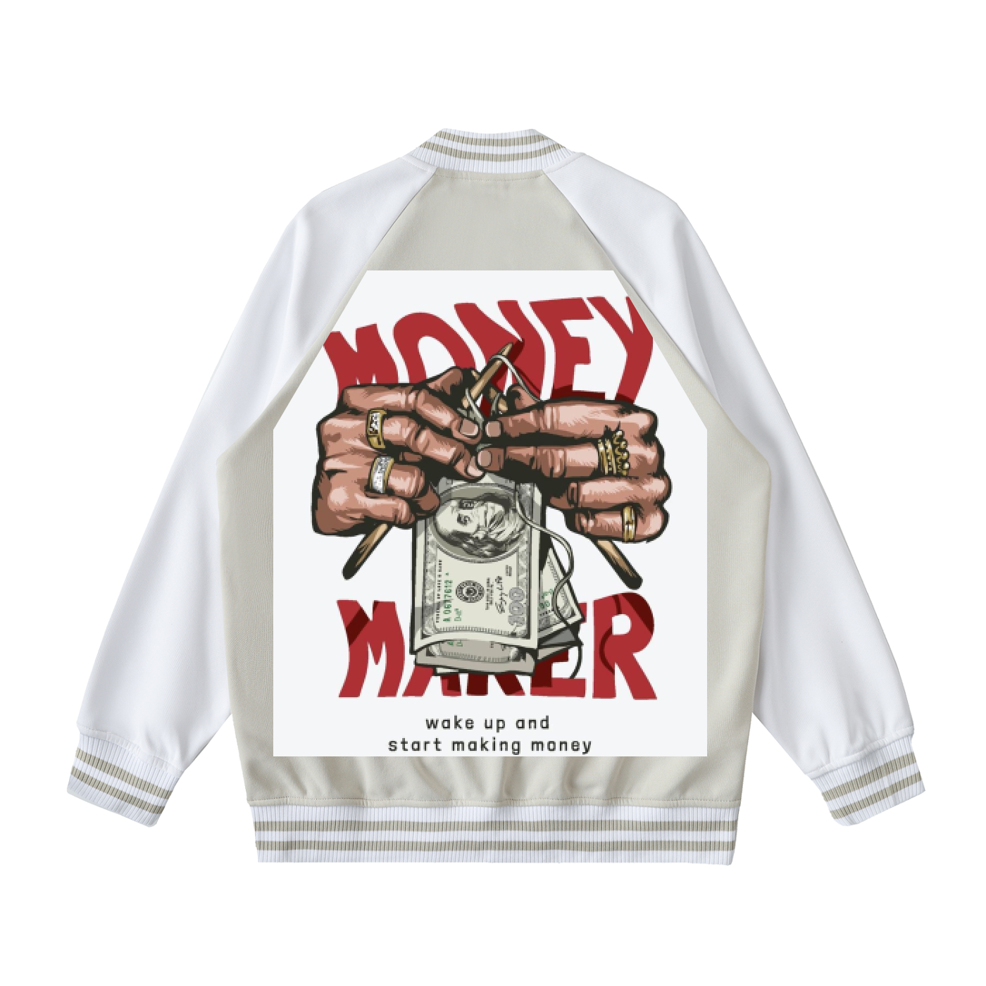 Two Tone Raglan Sleeve Varsity Jacket