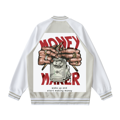 Two Tone Raglan Sleeve Varsity Jacket