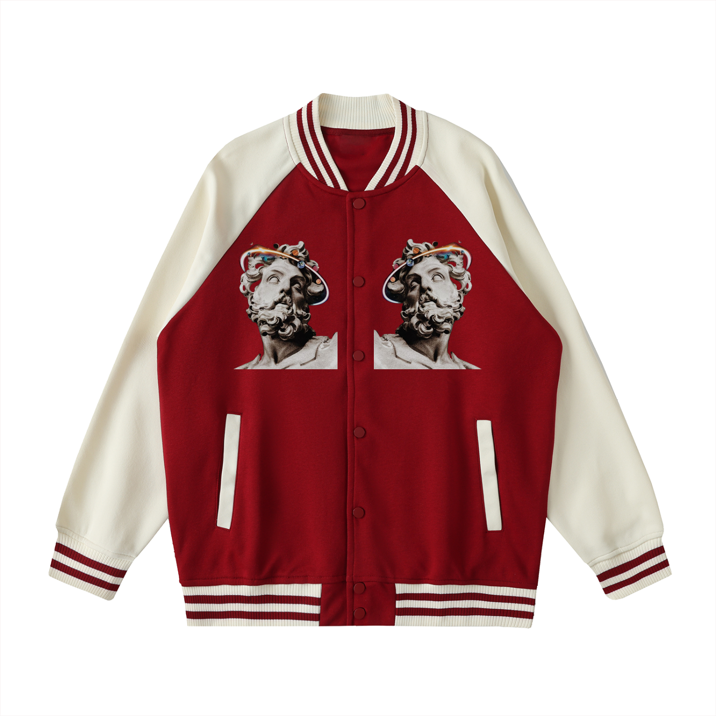 Two Tone Raglan Sleeve Varsity Jacket
