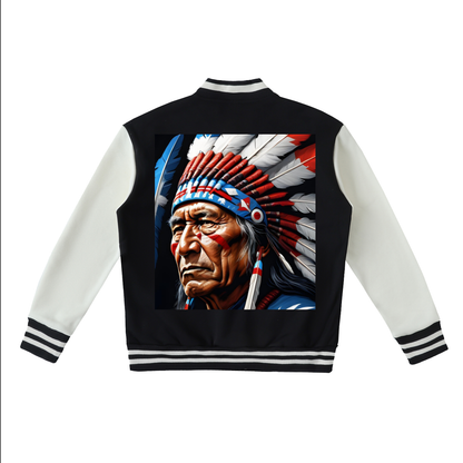 Two-Tone Fleeced Varsity Jacket