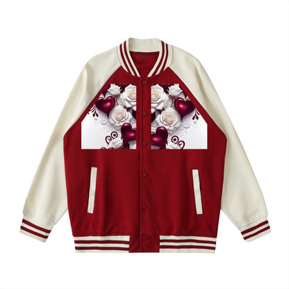 Two Tone Raglan Sleeve Varsity Jacket