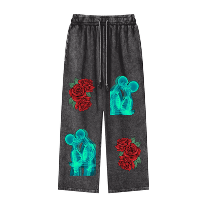 Acid Wash Straight Leg Pants - 360 GSM