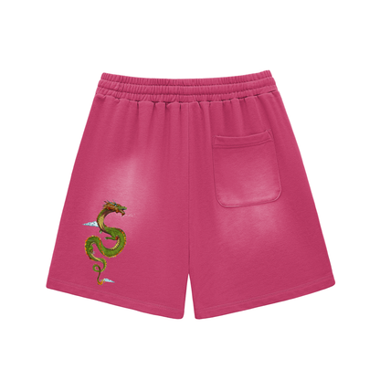 Sun Fade Raw Edge Cotton Shorts