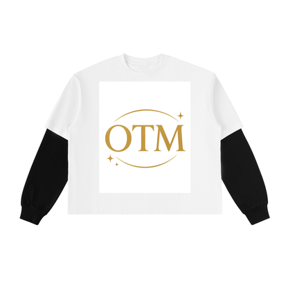 Layered Contrast Sleeve Cotton T-Shirt