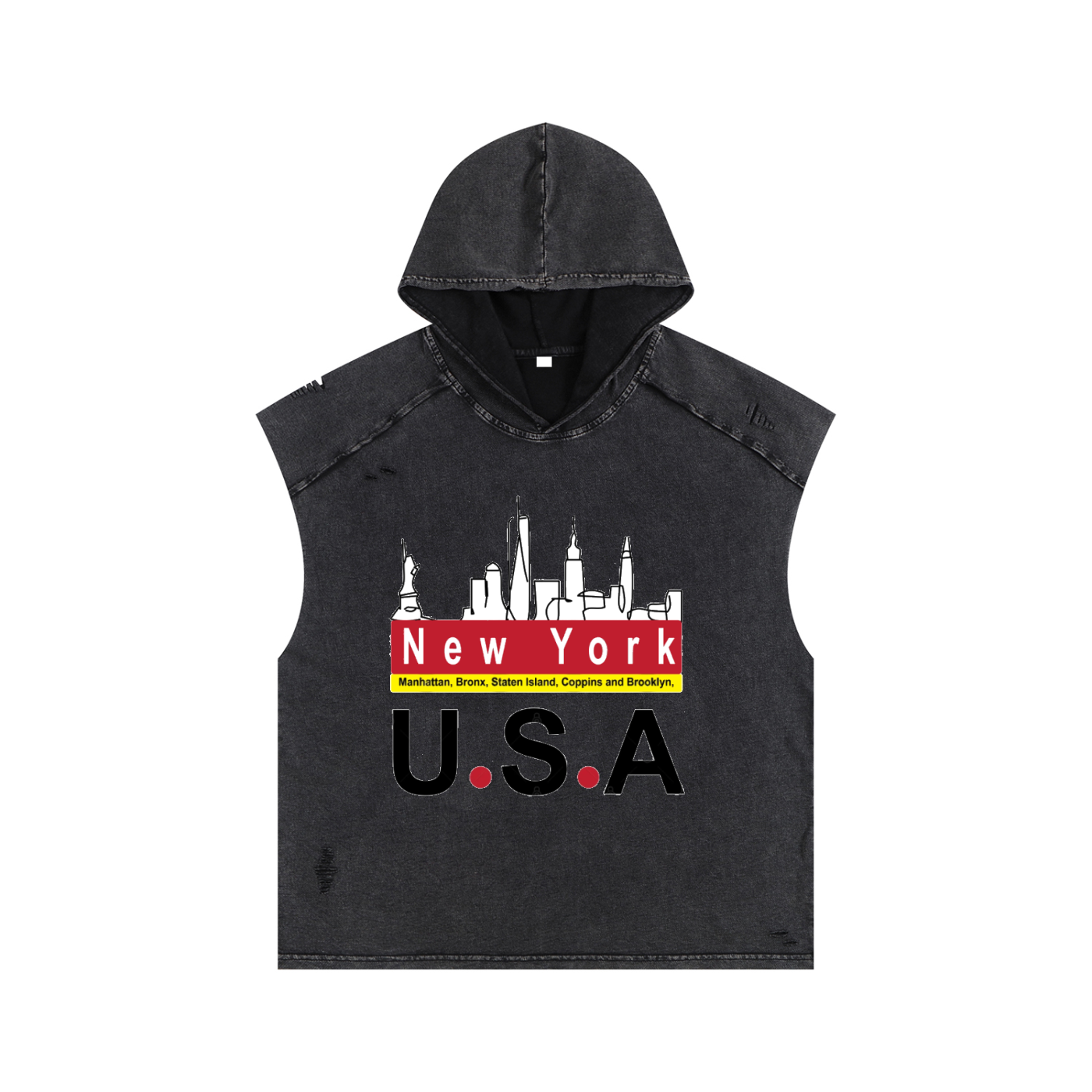 Snow Washed Boxy Hooded Tank Top