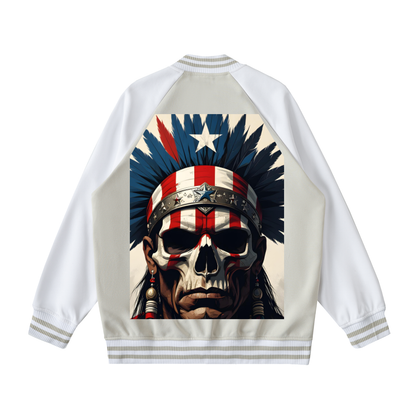 Two Tone Raglan Sleeve Varsity Jacket