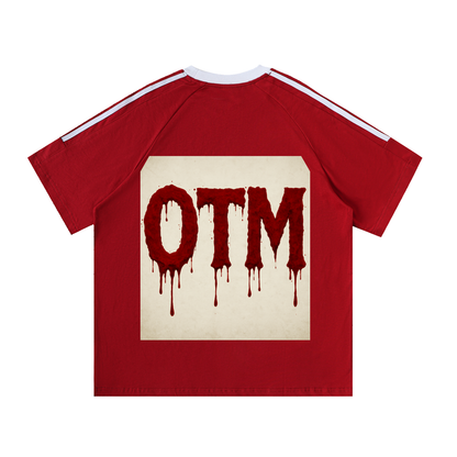 Contrast Tape Crewneck Cotton T-Shirt