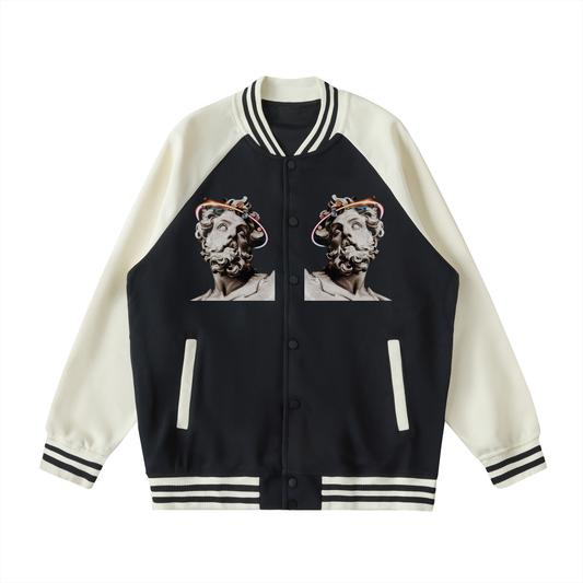 Two Tone Raglan Sleeve Varsity Jacket