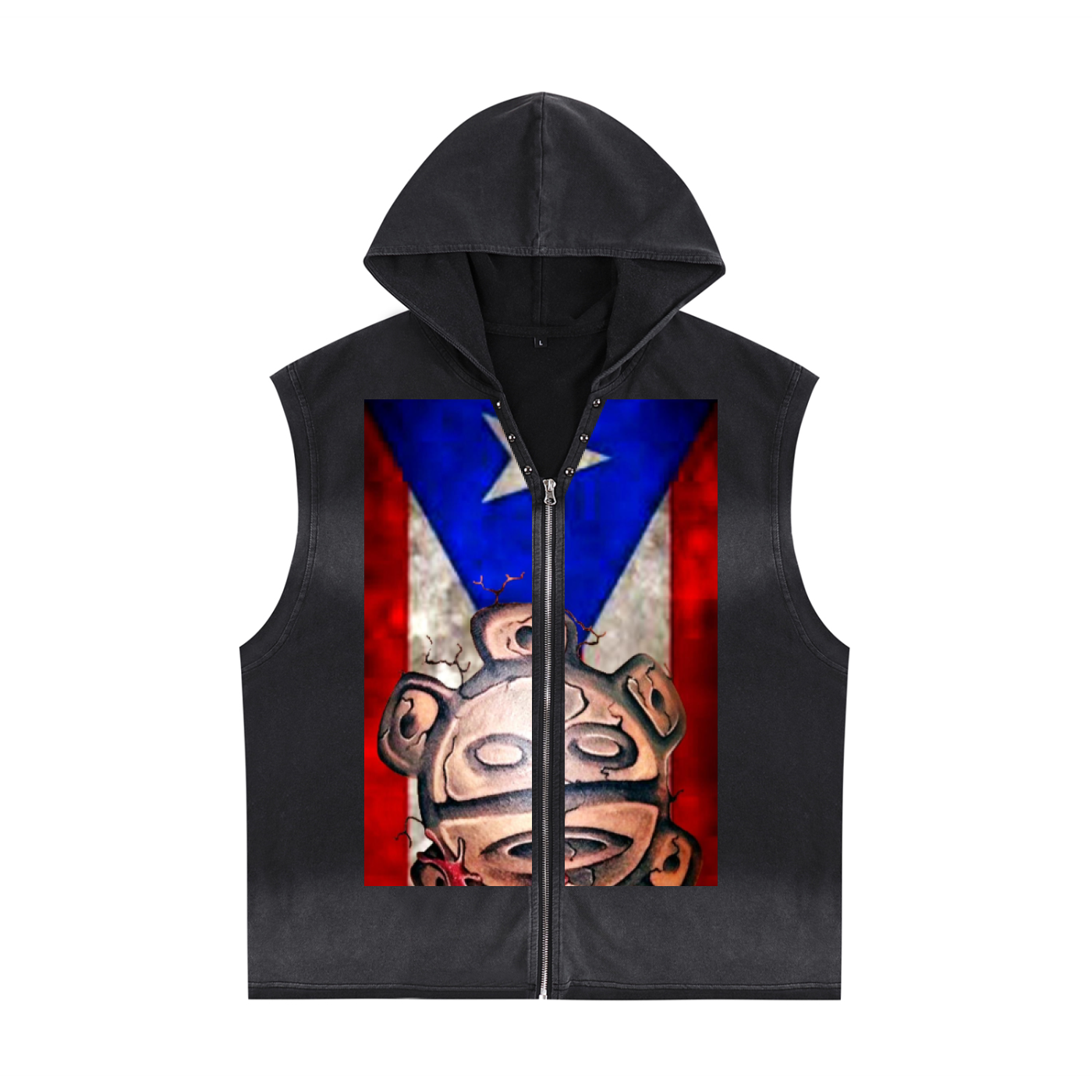 Vintage Washed Zip-Up Hooded Tank Top