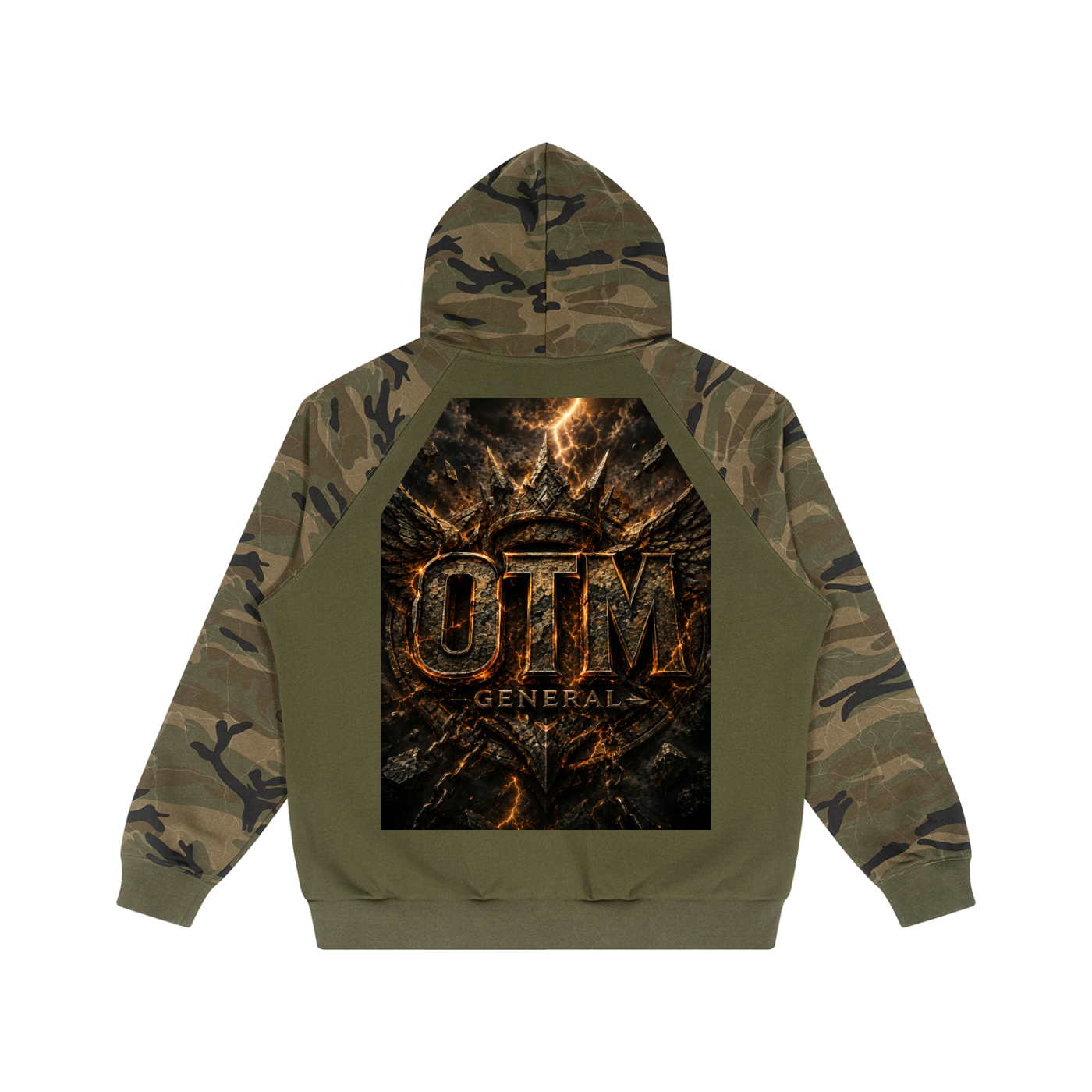 Unisex Camo-Splice Raglan Zip Hoodie