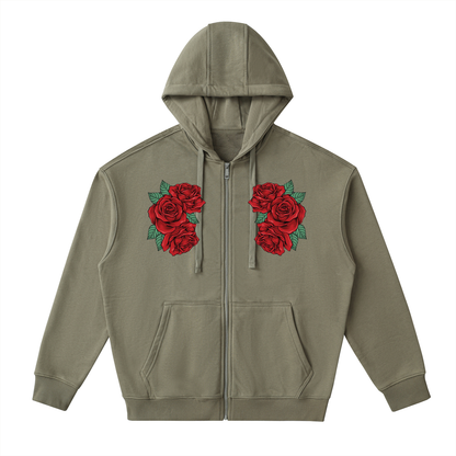 Drop-Shoulder Zip Up Hoodie