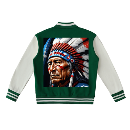 Two-Tone Fleeced Varsity Jacket