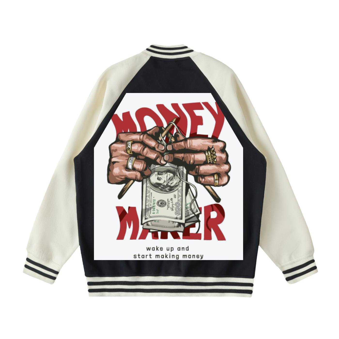Two Tone Raglan Sleeve Varsity Jacket