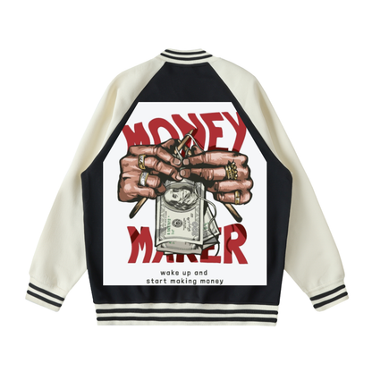 Two Tone Raglan Sleeve Varsity Jacket