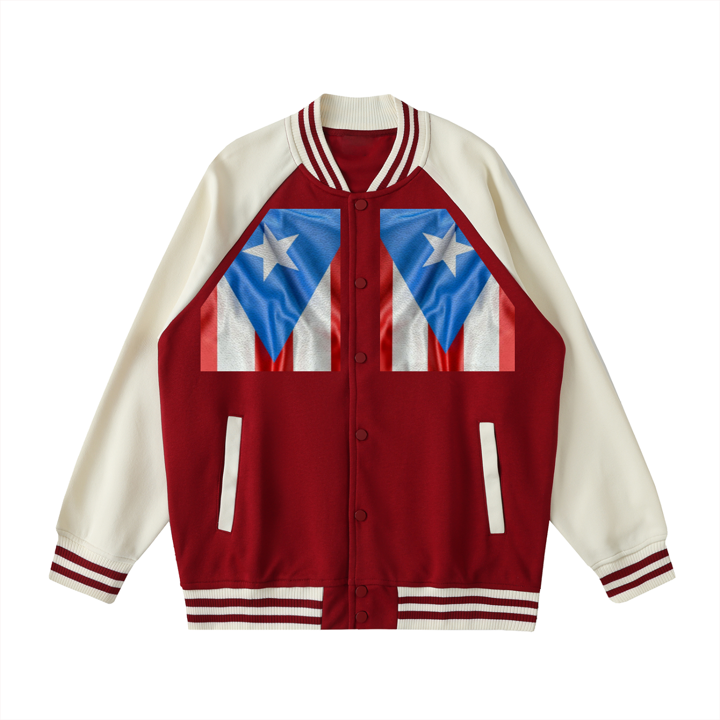 Two Tone Raglan Sleeve Varsity Jacket