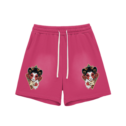Sun Fade Raw Edge Cotton Shorts