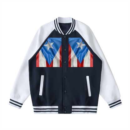 Two Tone Raglan Sleeve Varsity Jacket