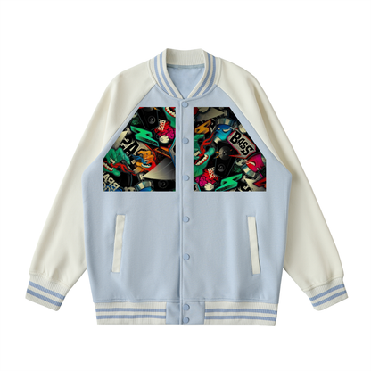 Two Tone Raglan Sleeve Varsity Jacket