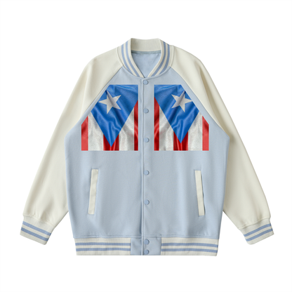 Two Tone Raglan Sleeve Varsity Jacket